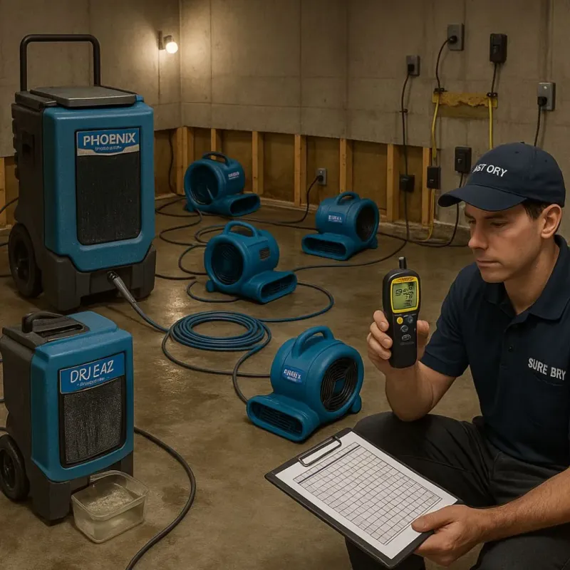 Structural Drying and Dehumidification process in Kaser, NY